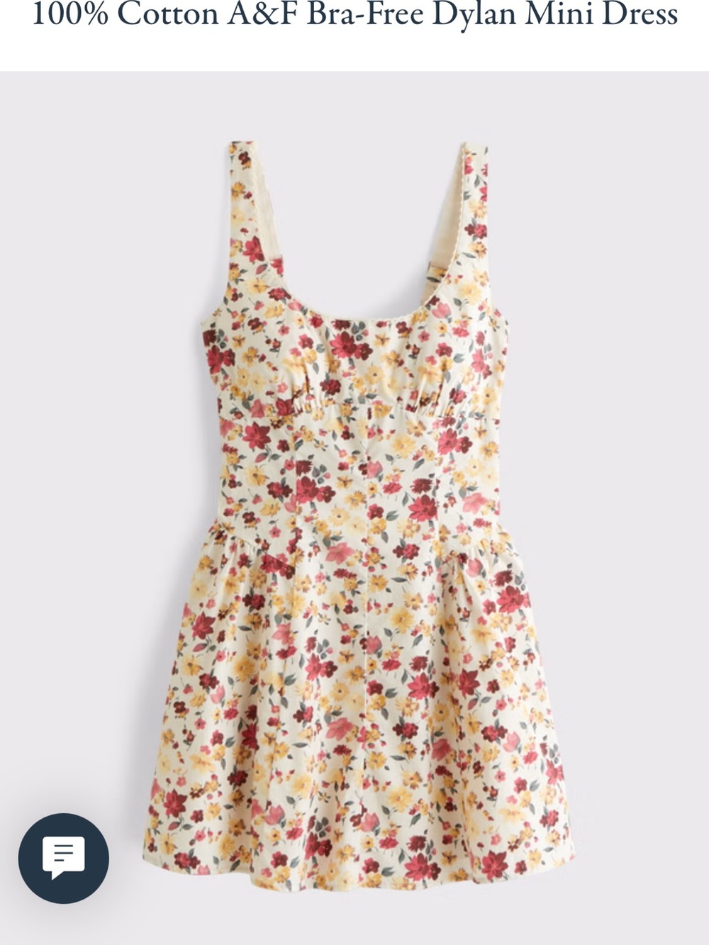 Abercrombie & Fitch Cream Floral Bra-Free Mini Dress with Red & Yellow Flowers
